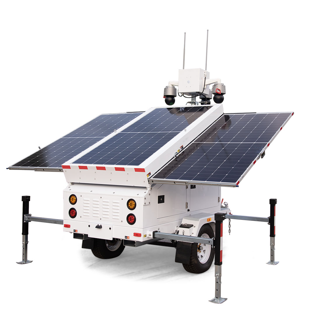 Mobile Solar security Camera Trailer Surveillance Trailer with Optional CCTV and PTZ Camera