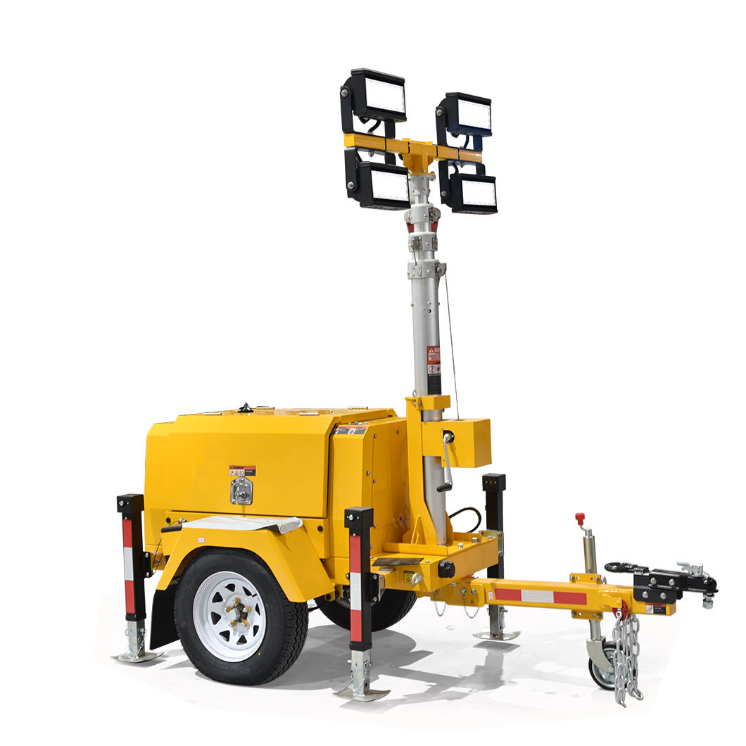 Portable Diesel Generator Trailer Light Tower 1.2KW LED Light Munal Mast